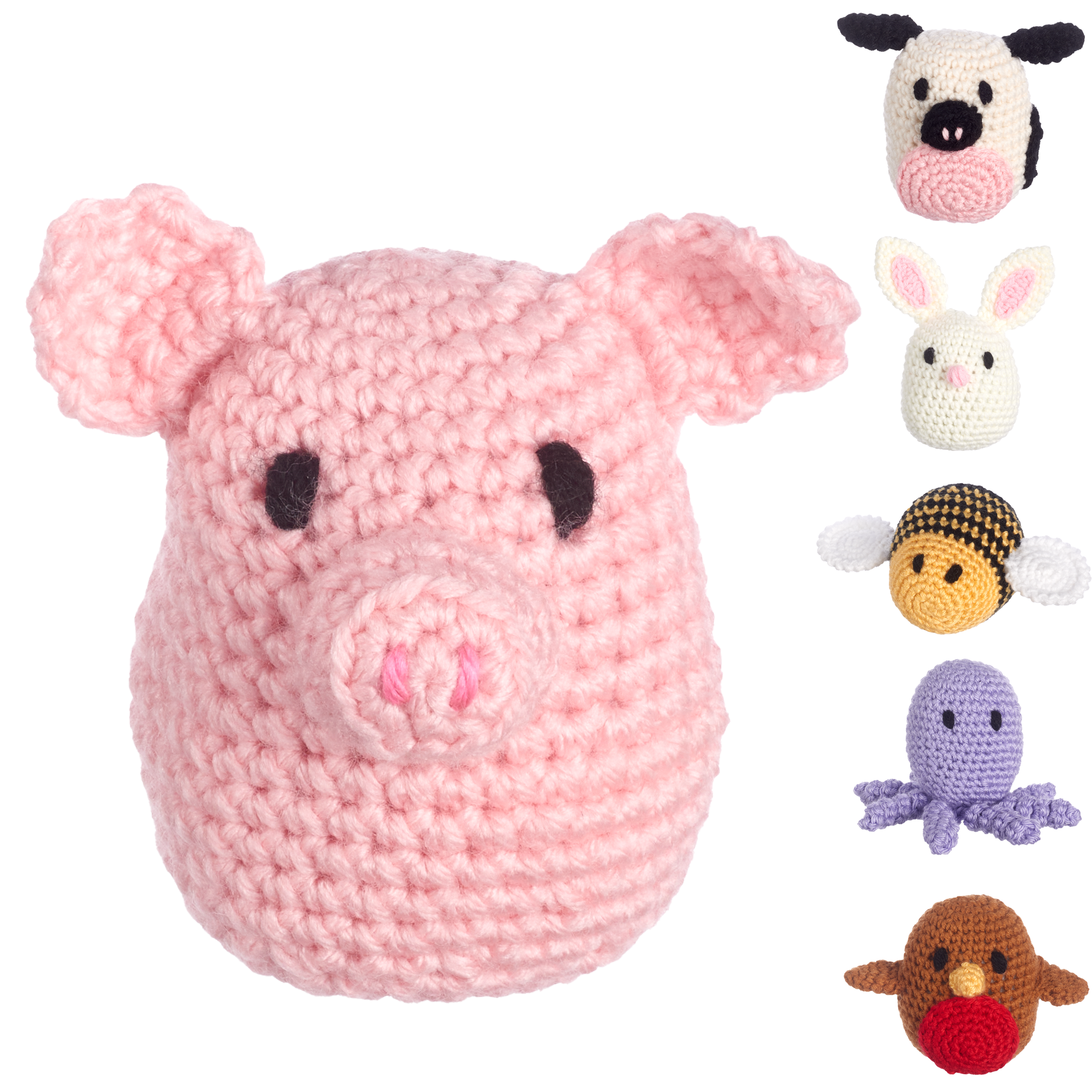 Leisure Arts Pudgies Animals Crochet Kit, Piggy, 3, Complete